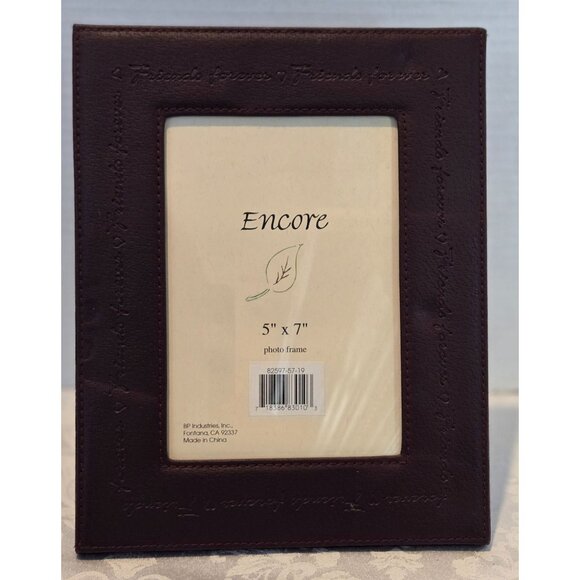 Encore Brown Leather w Glass Cover 5" x 7"" "My Family" Picture Frame Vintage 19 - Picture 1 of 4
